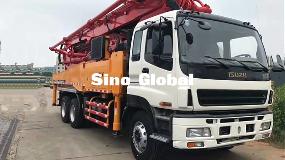 รถปั๊มคอนกรีตมือสองสีแดง ซันนี่ 46m พร้อม Isuzu แชสซี