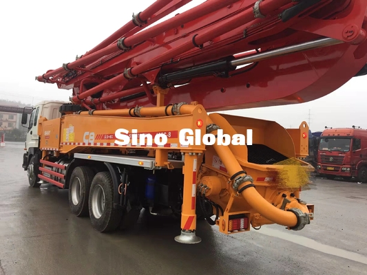 รถปั๊มคอนกรีตมือสองสีแดง ซันนี่ 46m พร้อม Isuzu แชสซี