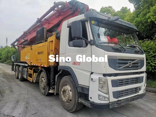 รถปั๊มคอนกรีตมือสองสีแดงพร้อมแชสซี Volve 56m / 6 Section