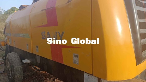 สีเหลืองมือสอง ซันนี่ รถพ่วงติดปั๊มคอนกรีต 180KW HBT8018C