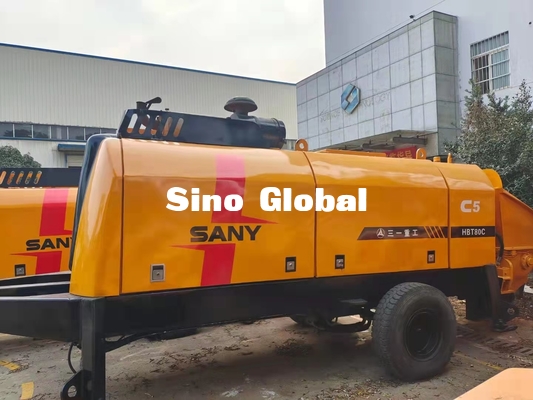 HBT6013 Sany ปั๊มคอนกรีตแบบติดตั้งบนรถพ่วง 90KW S Valve Type
